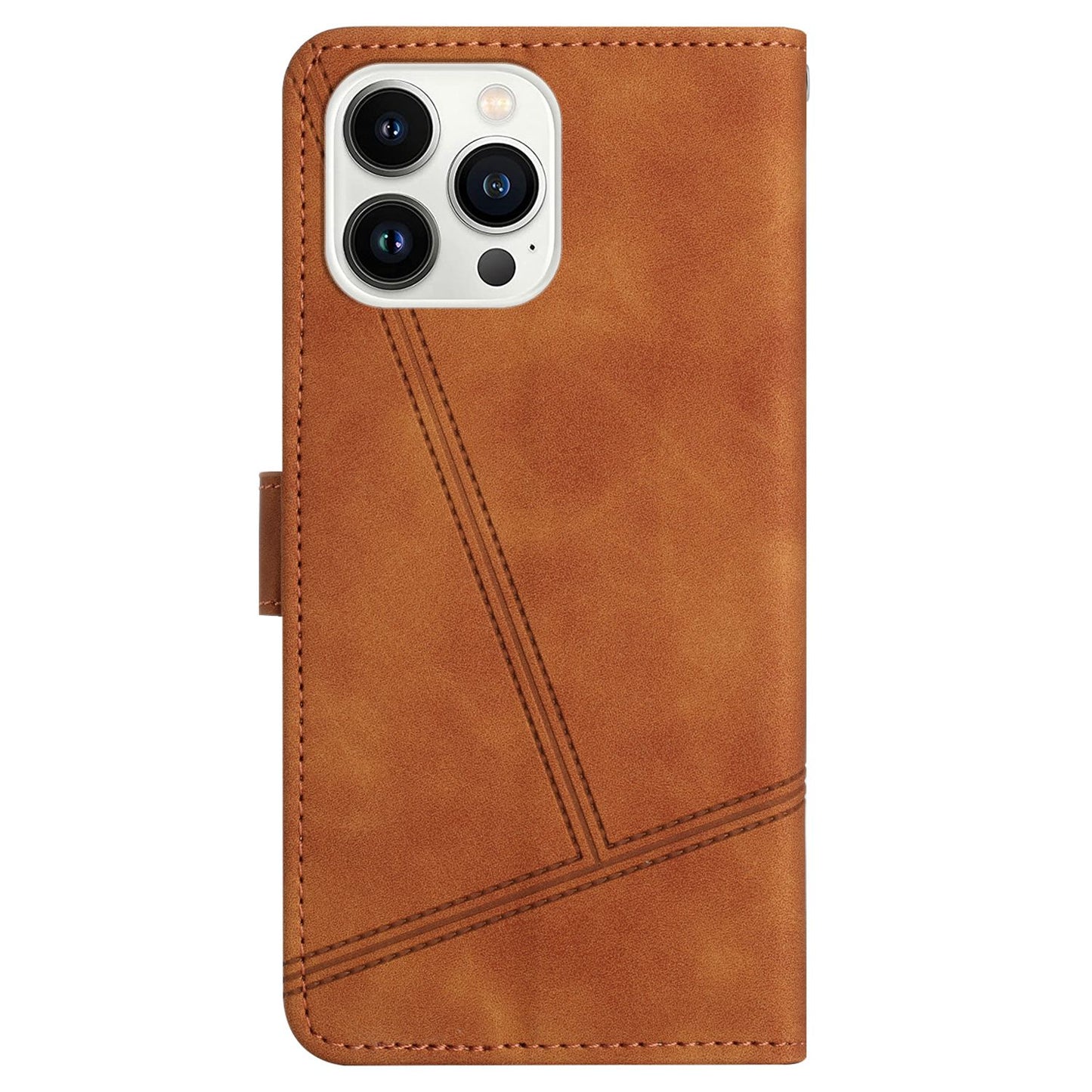 For iPhone 13 Pro 6.1 inch Vintage PU Leather Phone Cover, Skin-touch Feeling Lines Imprinted Flip Stand Shell Case with Wallet