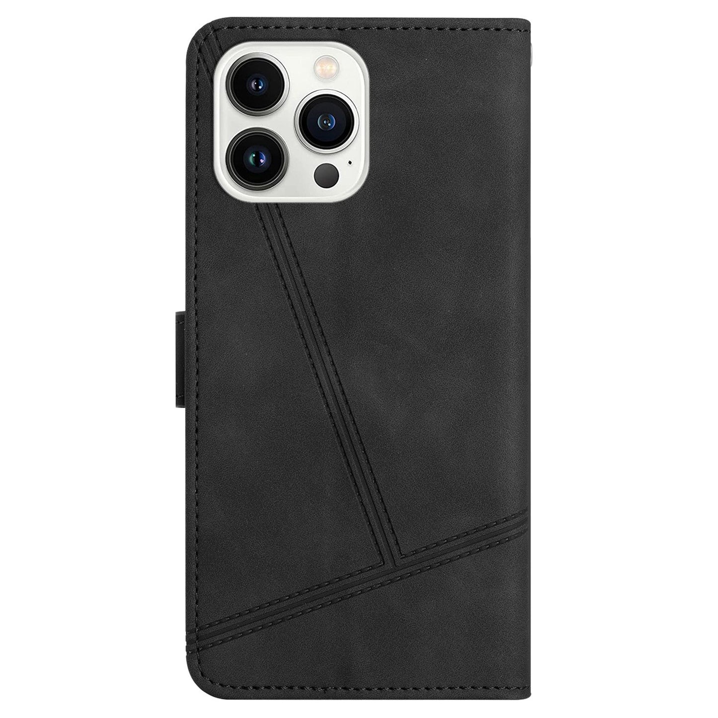 For iPhone 13 Pro 6.1 inch Vintage PU Leather Phone Cover, Skin-touch Feeling Lines Imprinted Flip Stand Shell Case with Wallet