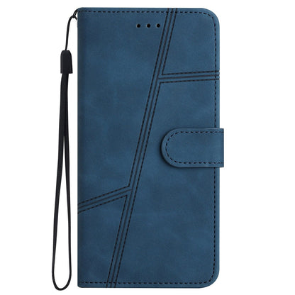 For iPhone 13 Pro 6.1 inch Vintage PU Leather Phone Cover, Skin-touch Feeling Lines Imprinted Flip Stand Shell Case with Wallet