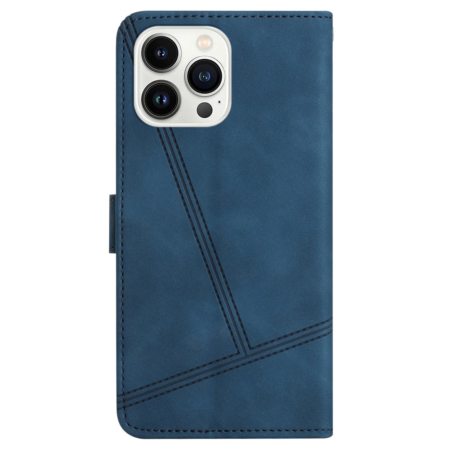 For iPhone 13 Pro 6.1 inch Vintage PU Leather Phone Cover, Skin-touch Feeling Lines Imprinted Flip Stand Shell Case with Wallet