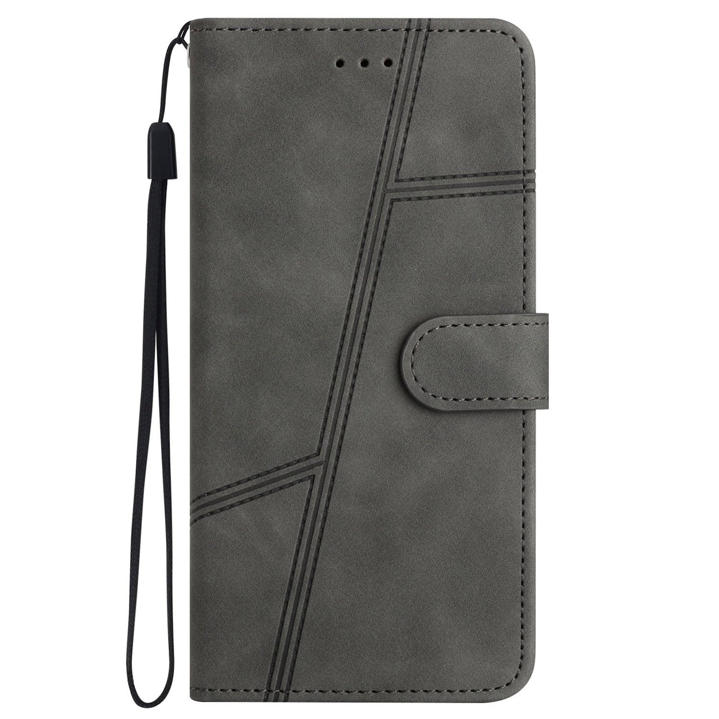 For iPhone 13 Pro 6.1 inch Vintage PU Leather Phone Cover, Skin-touch Feeling Lines Imprinted Flip Stand Shell Case with Wallet
