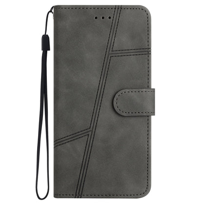 For iPhone 13 Pro 6.1 inch Vintage PU Leather Phone Cover, Skin-touch Feeling Lines Imprinted Flip Stand Shell Case with Wallet