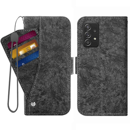 For Samsung Galaxy A52 5G / 4G / A52s 5G Shockproof PU Leather Flip Phone Wallet Case Water-ink Painting Texture with Rotating Card Slots Phone Cover