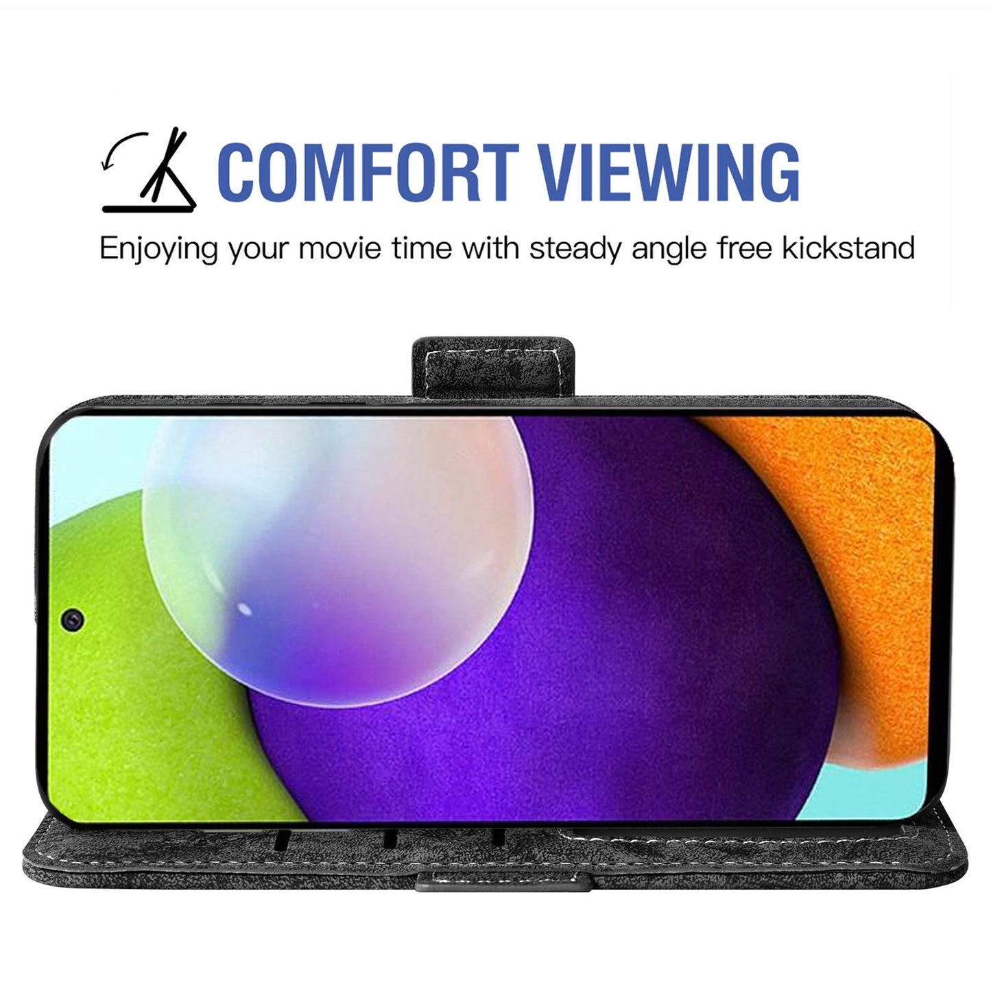 For Samsung Galaxy A52 5G / 4G / A52s 5G Shockproof PU Leather Flip Phone Wallet Case Water-ink Painting Texture with Rotating Card Slots Phone Cover