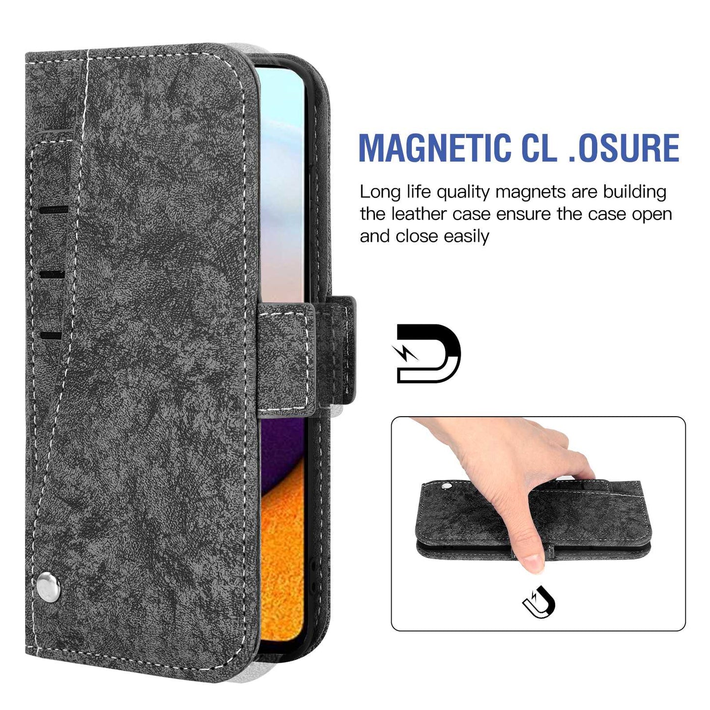For Samsung Galaxy A52 5G / 4G / A52s 5G Shockproof PU Leather Flip Phone Wallet Case Water-ink Painting Texture with Rotating Card Slots Phone Cover