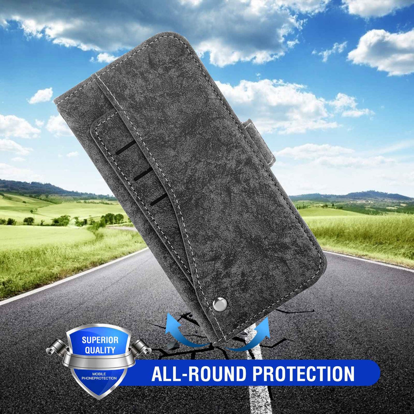 For Samsung Galaxy A52 5G / 4G / A52s 5G Shockproof PU Leather Flip Phone Wallet Case Water-ink Painting Texture with Rotating Card Slots Phone Cover