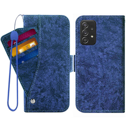 For Samsung Galaxy A52 5G / 4G / A52s 5G Shockproof PU Leather Flip Phone Wallet Case Water-ink Painting Texture with Rotating Card Slots Phone Cover
