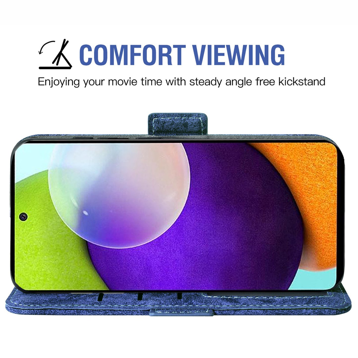 For Samsung Galaxy A52 5G / 4G / A52s 5G Shockproof PU Leather Flip Phone Wallet Case Water-ink Painting Texture with Rotating Card Slots Phone Cover