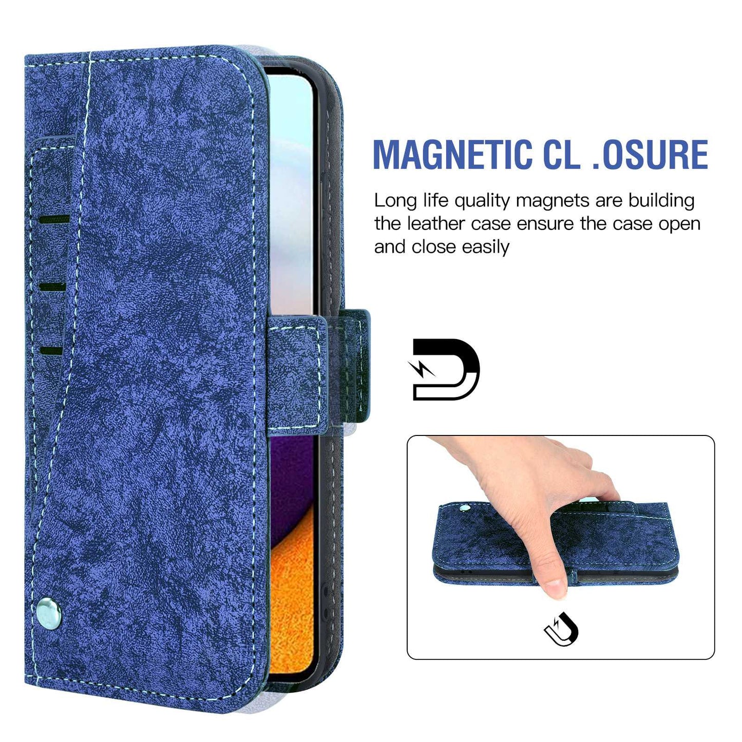 For Samsung Galaxy A52 5G / 4G / A52s 5G Shockproof PU Leather Flip Phone Wallet Case Water-ink Painting Texture with Rotating Card Slots Phone Cover