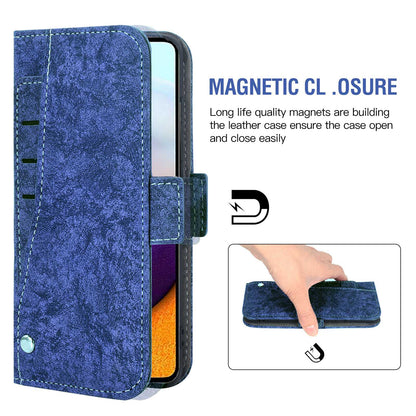 For Samsung Galaxy A52 5G / 4G / A52s 5G Shockproof PU Leather Flip Phone Wallet Case Water-ink Painting Texture with Rotating Card Slots Phone Cover