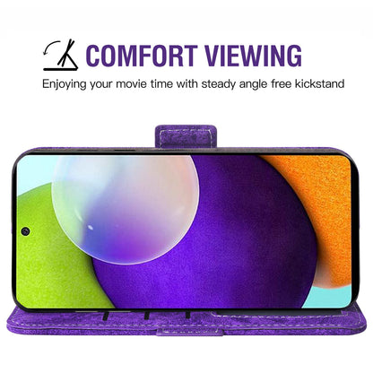 For Samsung Galaxy A52 5G / 4G / A52s 5G Shockproof PU Leather Flip Phone Wallet Case Water-ink Painting Texture with Rotating Card Slots Phone Cover