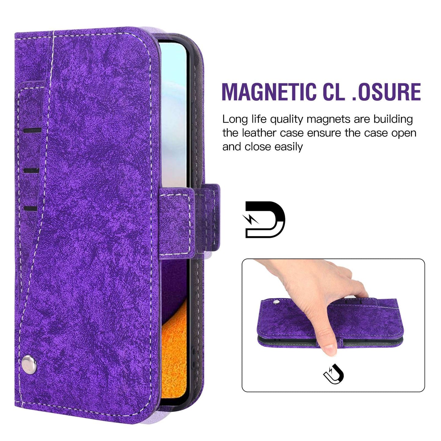 For Samsung Galaxy A52 5G / 4G / A52s 5G Shockproof PU Leather Flip Phone Wallet Case Water-ink Painting Texture with Rotating Card Slots Phone Cover