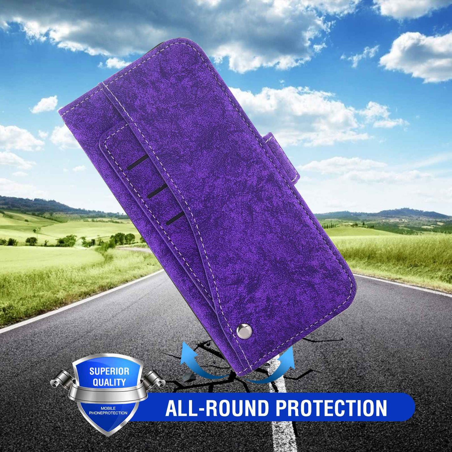 For Samsung Galaxy A52 5G / 4G / A52s 5G Shockproof PU Leather Flip Phone Wallet Case Water-ink Painting Texture with Rotating Card Slots Phone Cover