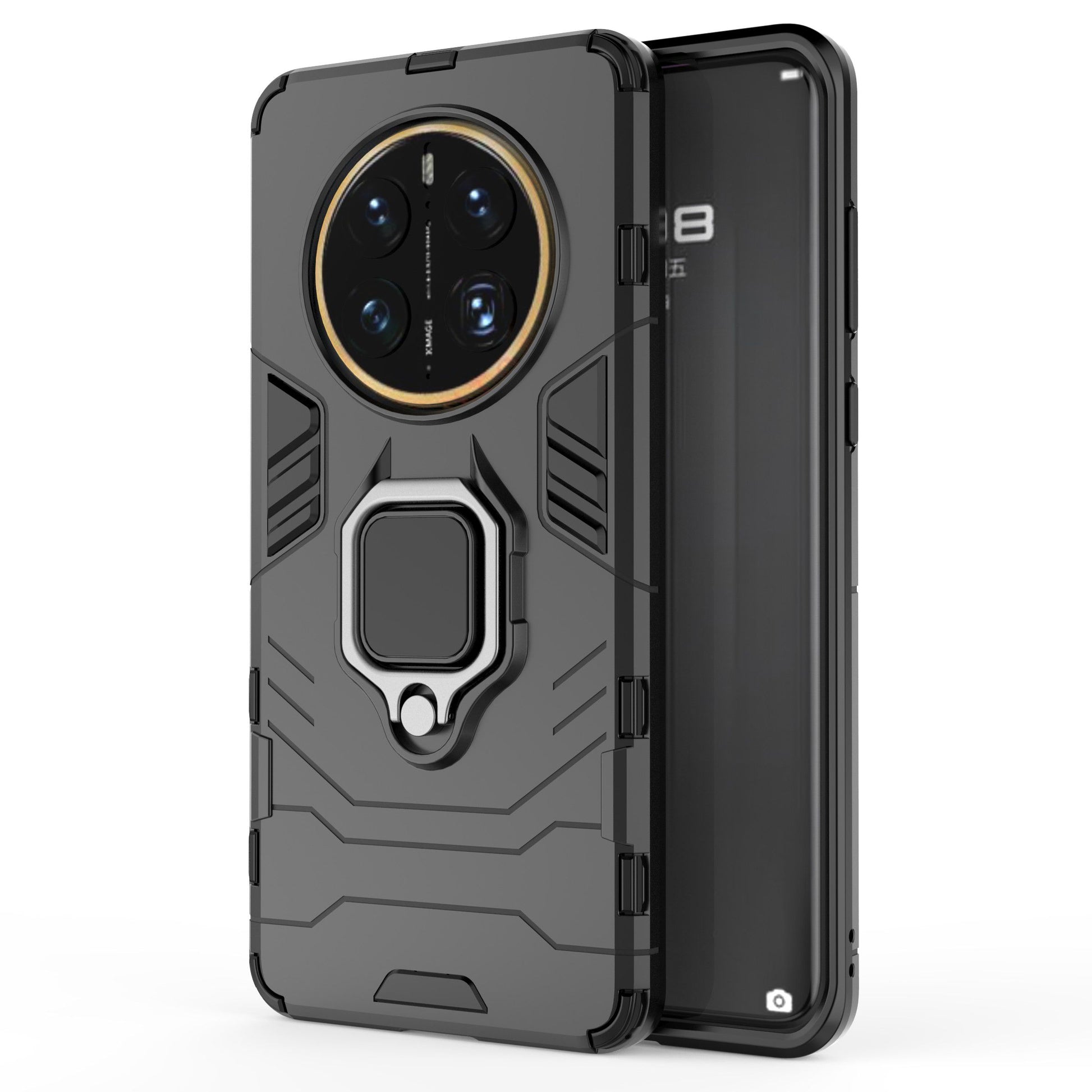 For Huawei Mate 50 Pro 4G Hard PC Soft TPU Dual Layered Shockproof Cover Ring Kickstand Grip Protective Phone Case