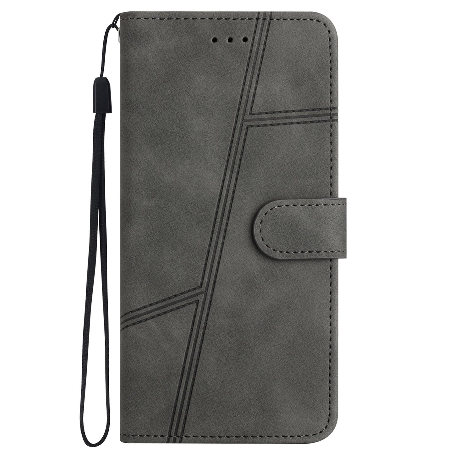 For Samsung Galaxy A04s 4G (164.7 x 76.7 x 9.1 mm) Wallet Stand Phone Case, Skin-touch Feeling Lines Imprinted Vintage PU Leather Magnetic Flip Cover