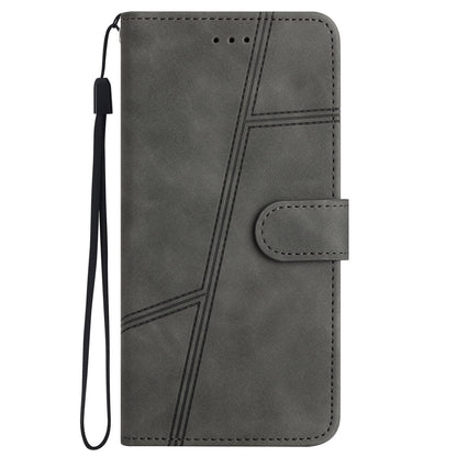 For Samsung Galaxy A04s 4G (164.7 x 76.7 x 9.1 mm) Wallet Stand Phone Case, Skin-touch Feeling Lines Imprinted Vintage PU Leather Magnetic Flip Cover