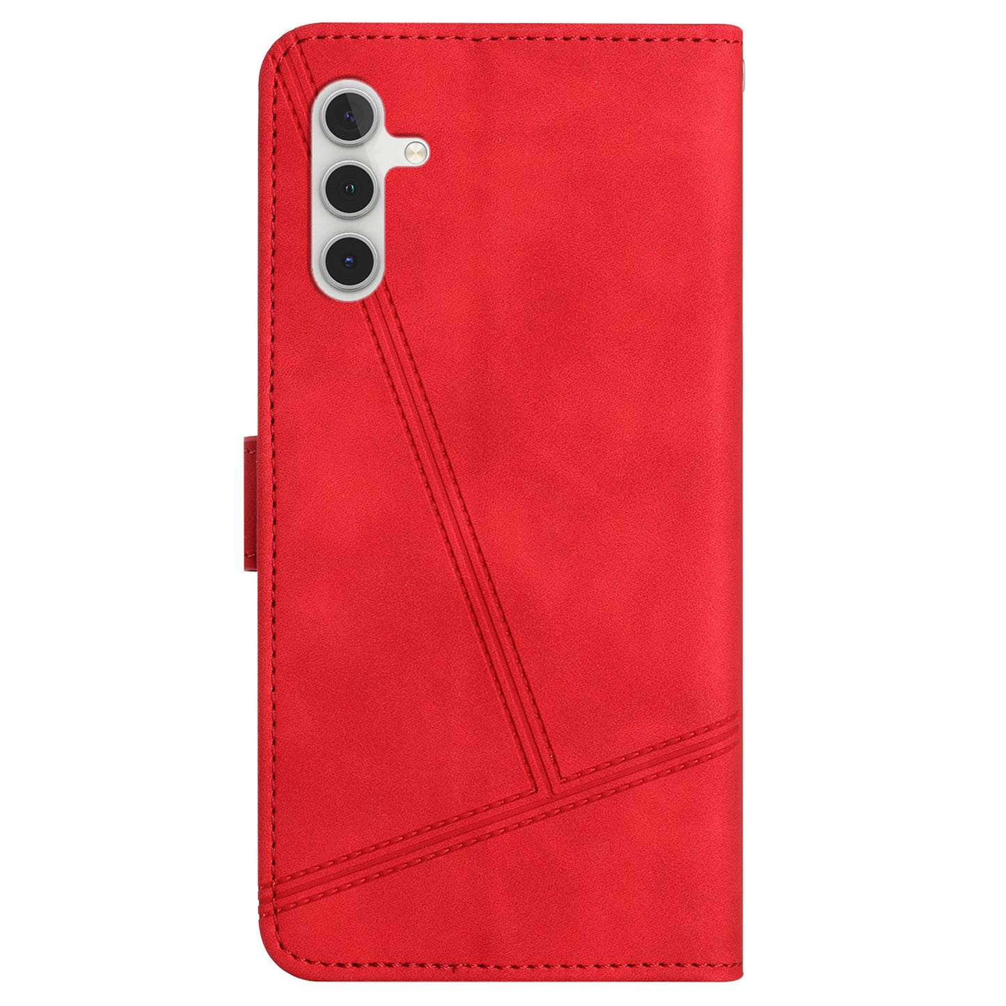 For Samsung Galaxy A04s 4G (164.7 x 76.7 x 9.1 mm) Wallet Stand Phone Case, Skin-touch Feeling Lines Imprinted Vintage PU Leather Magnetic Flip Cover