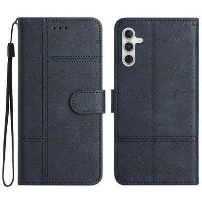 For Samsung Galaxy A04s 4G (164.7 x 76.7 x 9.1 mm) Anti-scratch Phone Shell Cowhide Texture PU Leather Sewing Line Decor Wallet  Stand Case