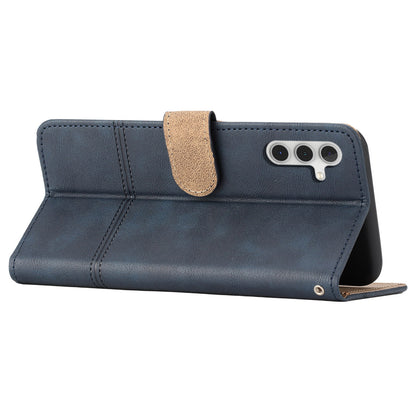 For Samsung Galaxy A04s 4G (164.7 x 76.7 x 9.1 mm) Anti-scratch Phone Shell Cowhide Texture PU Leather Sewing Line Decor Wallet  Stand Case