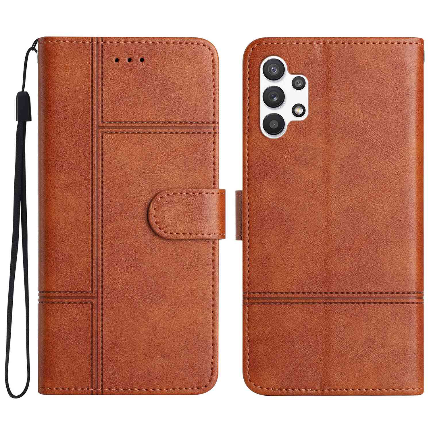For Samsung Galaxy A13 4G Cell Phone Case Wallet Cowhide Texture Business Style PU Leather Sewing Line Decor Phone Cover