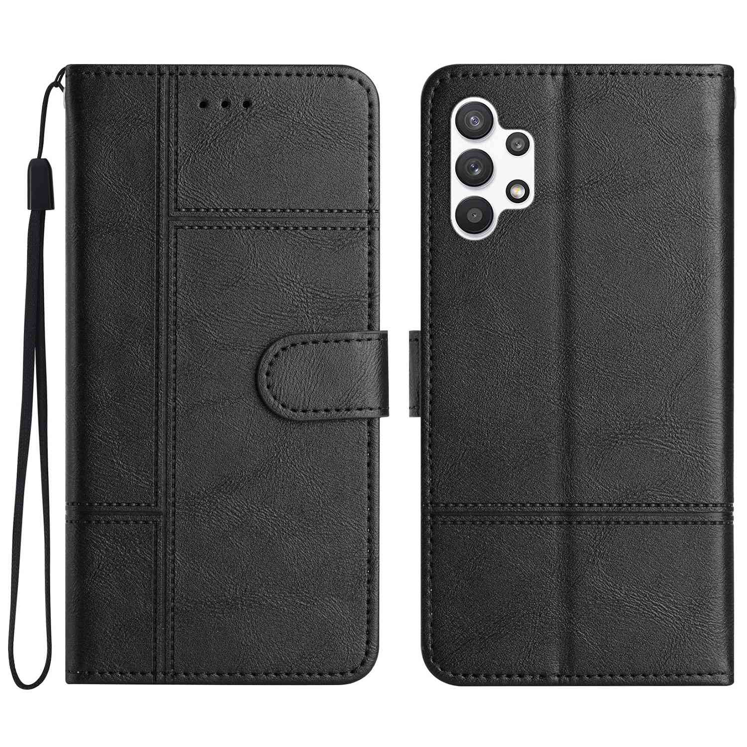 For Samsung Galaxy A13 4G Cell Phone Case Wallet Cowhide Texture Business Style PU Leather Sewing Line Decor Phone Cover