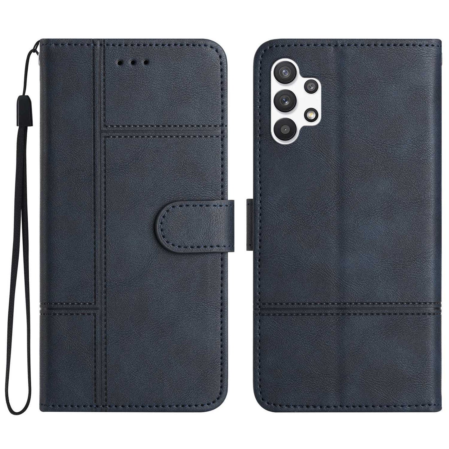 For Samsung Galaxy A13 4G Cell Phone Case Wallet Cowhide Texture Business Style PU Leather Sewing Line Decor Phone Cover