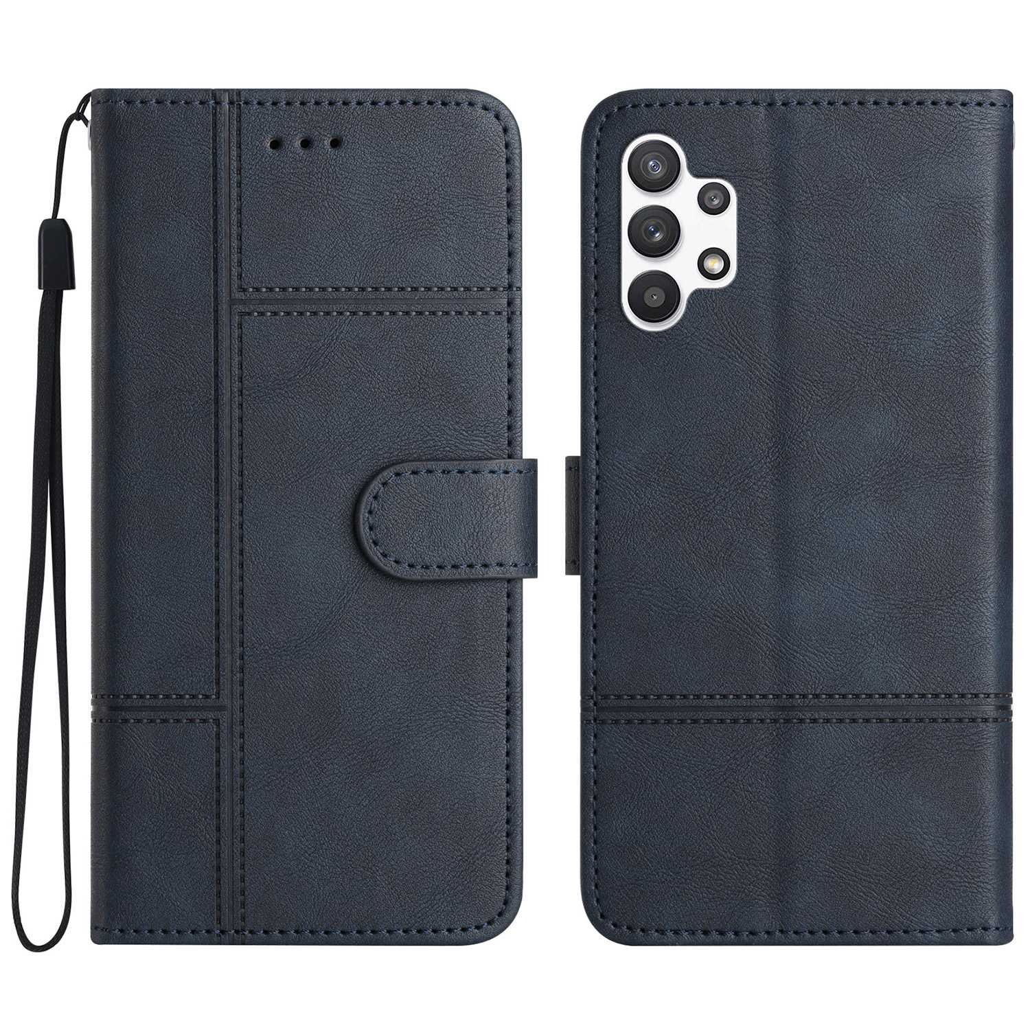 For Samsung Galaxy A13 4G Cell Phone Case Wallet Cowhide Texture Business Style PU Leather Sewing Line Decor Phone Cover