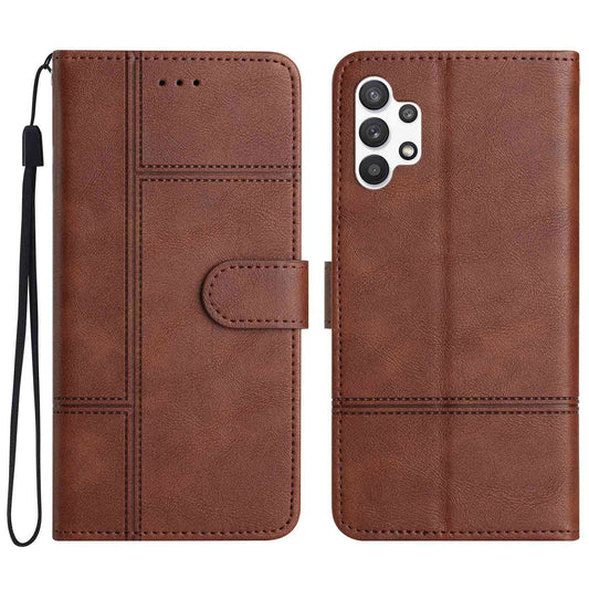 For Samsung Galaxy A13 4G Cell Phone Case Wallet Cowhide Texture Business Style PU Leather Sewing Line Decor Phone Cover