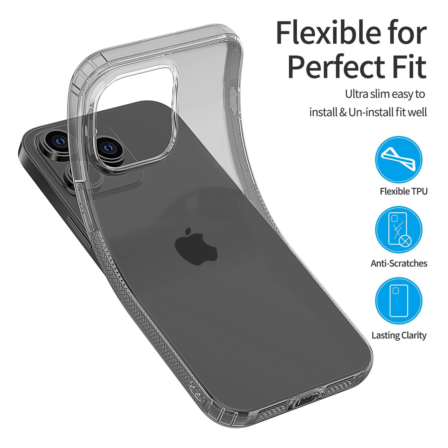 LEEU DESIGN For iPhone 13 Pro 6.1 inch Dust Plug Design 6D Sound Hole Air Cushion Soft TPU Back Case Phone Cover