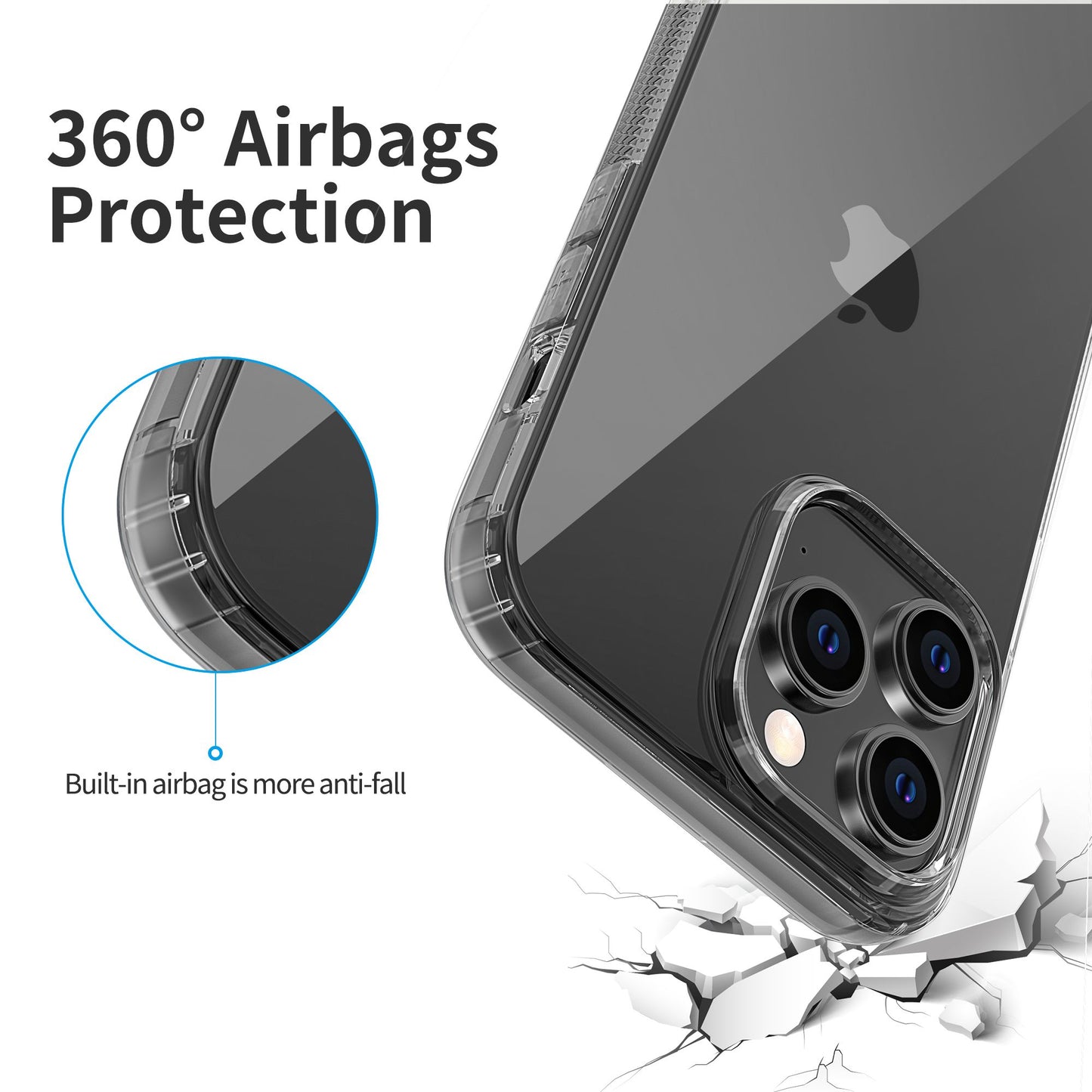 LEEU DESIGN For iPhone 13 Pro 6.1 inch Dust Plug Design 6D Sound Hole Air Cushion Soft TPU Back Case Phone Cover