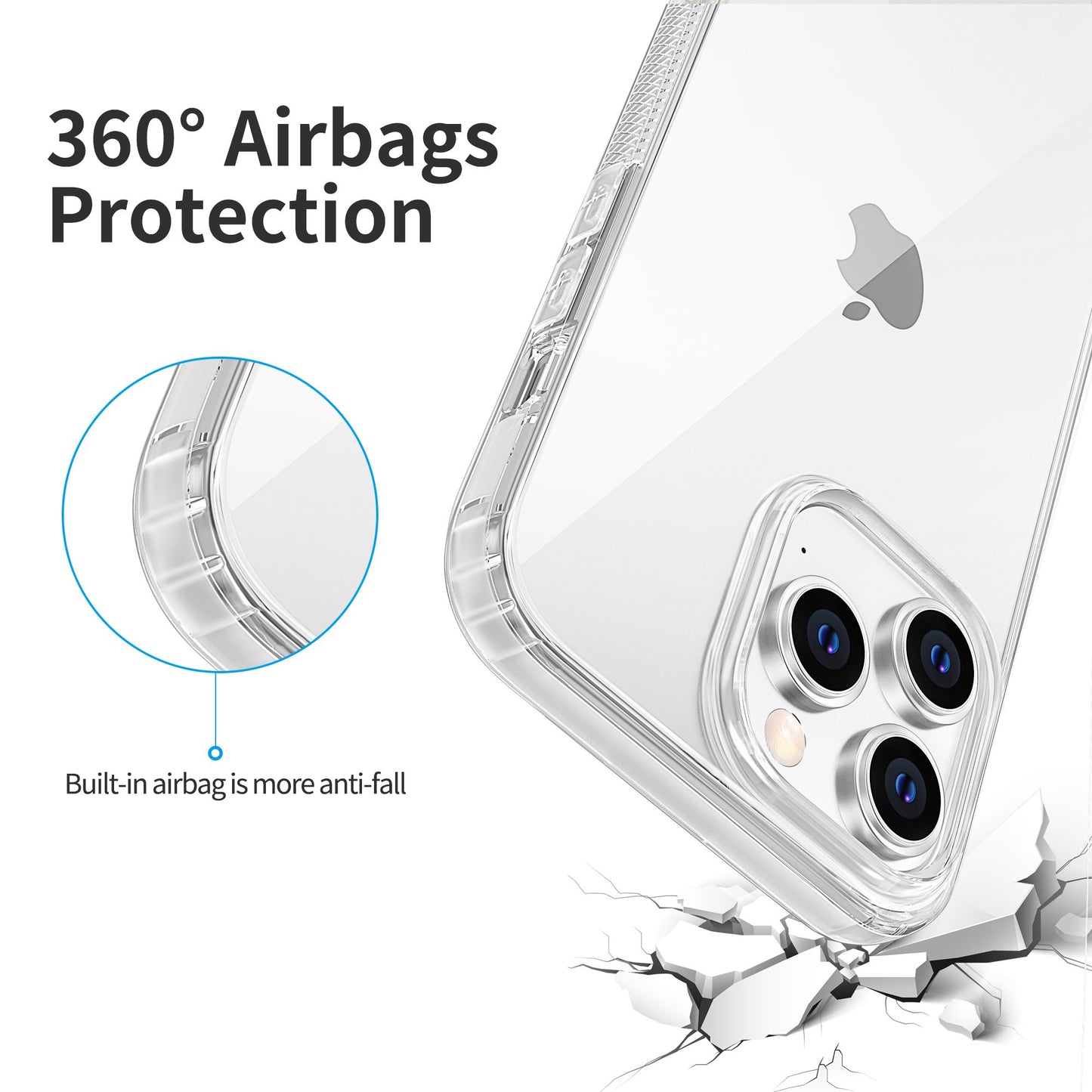 LEEU DESIGN For iPhone 13 Pro 6.1 inch Dust Plug Design 6D Sound Hole Air Cushion Soft TPU Back Case Phone Cover