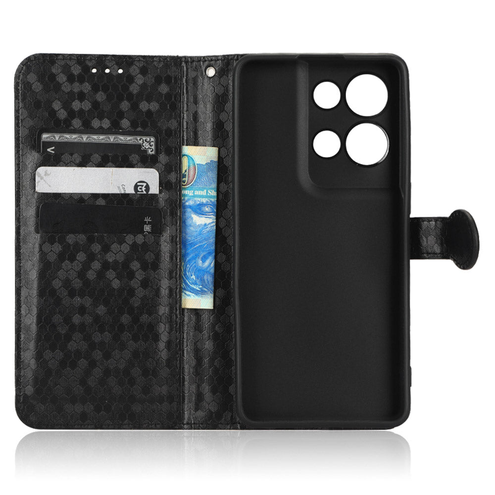 For Oppo Reno8 5G (Global Version) Phone Case Anti-drop Wallet Phone Cover Magnetic Clasp Dot Pattern Imprinted PU Leather Stand Case
