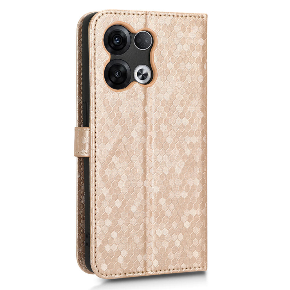 For Oppo Reno8 5G (Global Version) Phone Case Anti-drop Wallet Phone Cover Magnetic Clasp Dot Pattern Imprinted PU Leather Stand Case