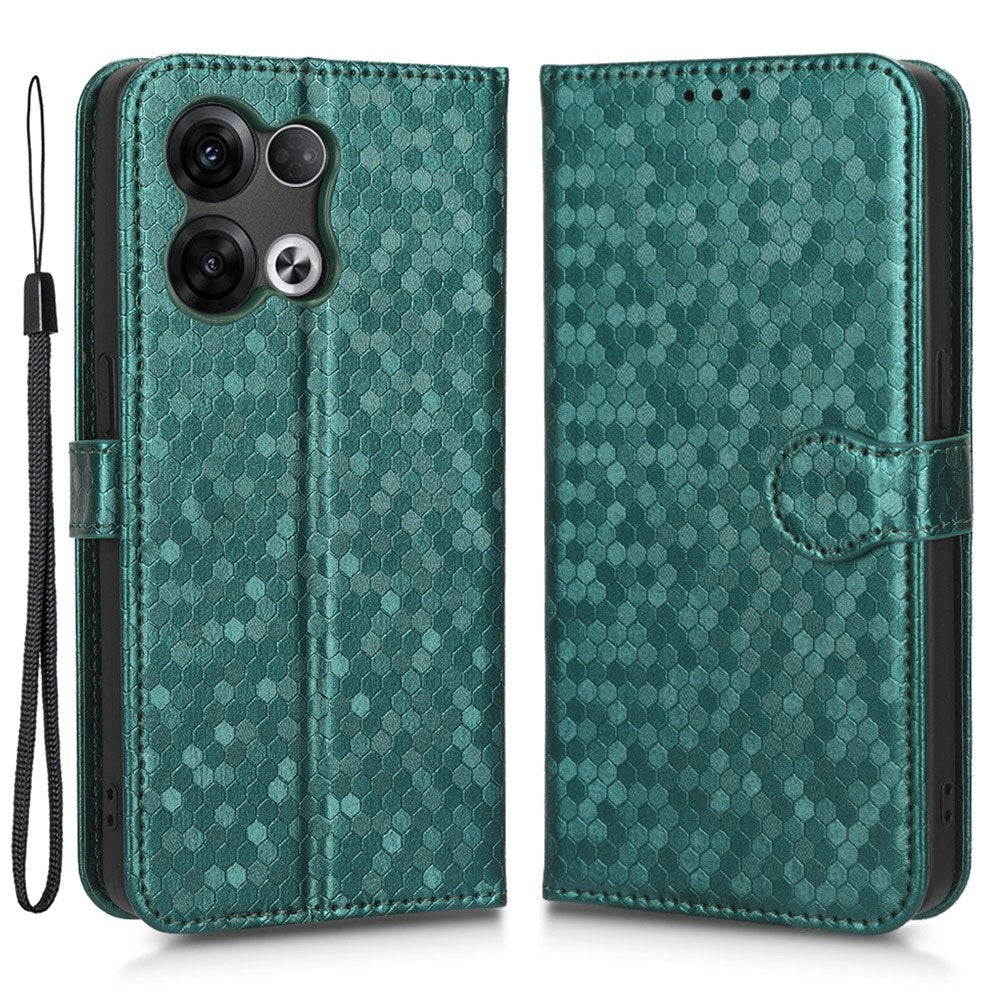 For Oppo Reno8 5G (Global Version) Phone Case Anti-drop Wallet Phone Cover Magnetic Clasp Dot Pattern Imprinted PU Leather Stand Case