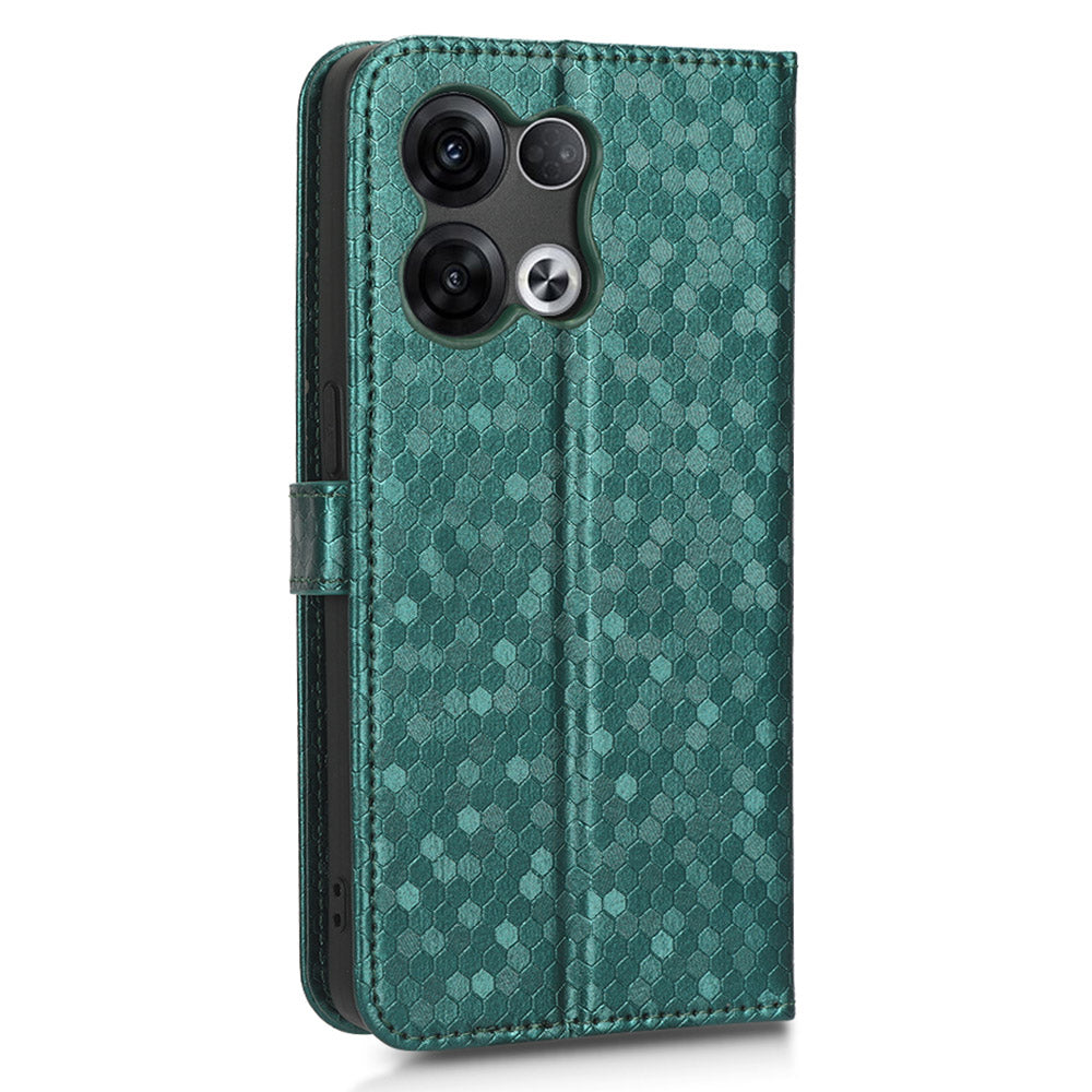 For Oppo Reno8 5G (Global Version) Phone Case Anti-drop Wallet Phone Cover Magnetic Clasp Dot Pattern Imprinted PU Leather Stand Case