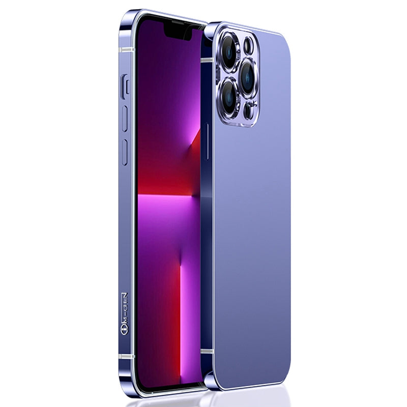 IM-CHEN Anti-Fall Phone Case for iPhone 13 Pro 6.1 inch Shockproof Case PC Back Stainless-Steel Frame Phone Slim Cover