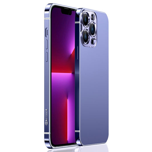 IM-CHEN Anti-Fall Phone Case for iPhone 13 Pro 6.1 inch Shockproof Case PC Back Stainless-Steel Frame Phone Slim Cover