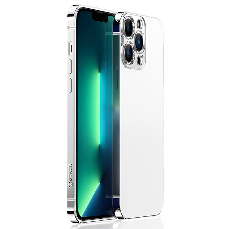 IM-CHEN Anti-Scratch Phone Case for iPhone 13 Pro Max 6.7 inch Shockproof Slim Case PC Back Stainless-Steel Frame Phone Cover