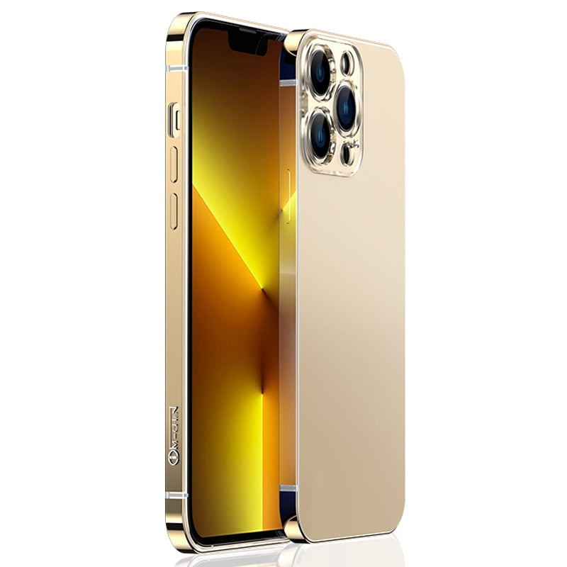 IM-CHEN Anti-Scratch Phone Case for iPhone 13 Pro Max 6.7 inch Shockproof Slim Case PC Back Stainless-Steel Frame Phone Cover