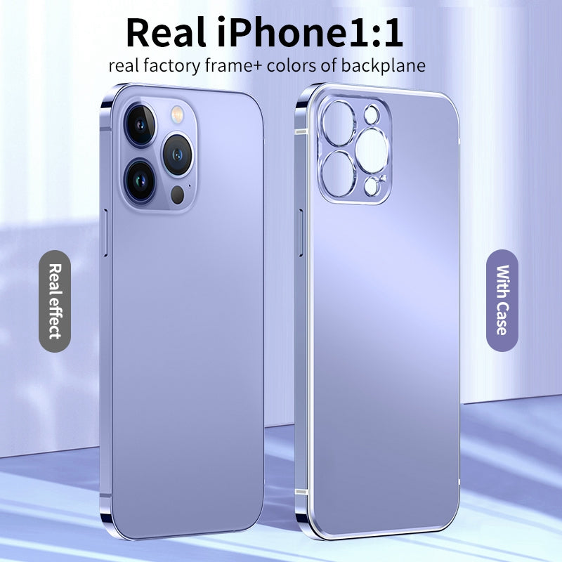 IM-CHEN Anti-Scratch Phone Case for iPhone 13 Pro Max 6.7 inch Shockproof Slim Case PC Back Stainless-Steel Frame Phone Cover