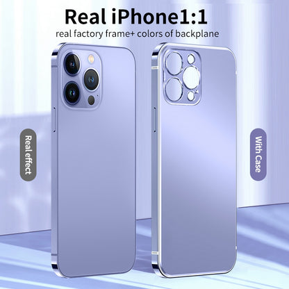 IM-CHEN Anti-Scratch Phone Case for iPhone 13 Pro Max 6.7 inch Shockproof Slim Case PC Back Stainless-Steel Frame Phone Cover