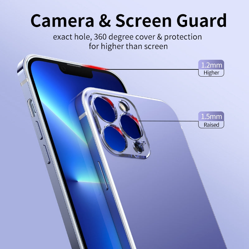 IM-CHEN Anti-Scratch Phone Case for iPhone 13 Pro Max 6.7 inch Shockproof Slim Case PC Back Stainless-Steel Frame Phone Cover