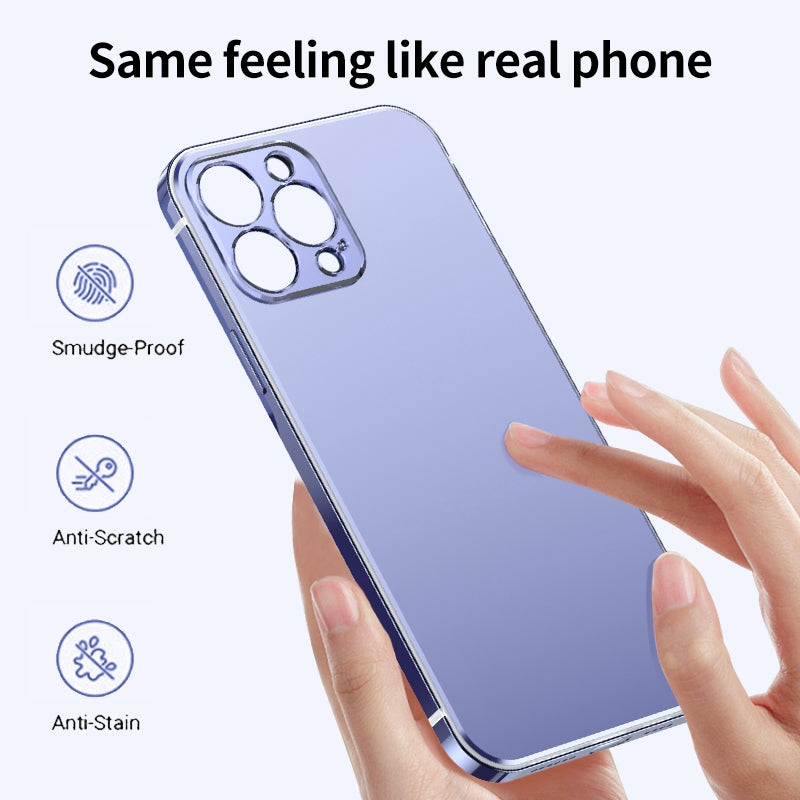 IM-CHEN Anti-Scratch Phone Case for iPhone 13 Pro Max 6.7 inch Shockproof Slim Case PC Back Stainless-Steel Frame Phone Cover