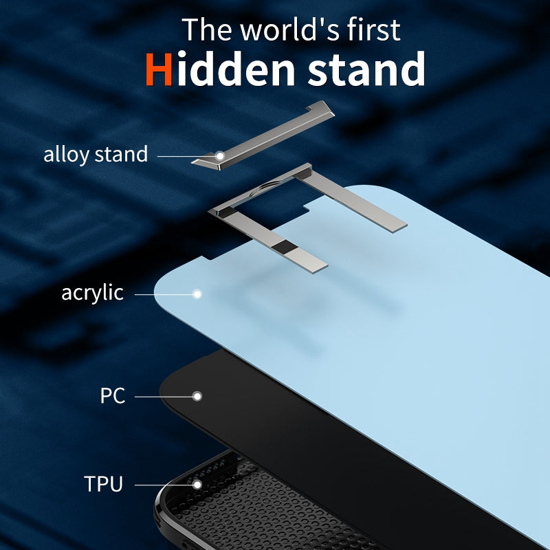 Shockproof Case for iPhone 13 Pro 6.1 inch Anti-Fall Phone Case TPU Acrylic Hard PC Phone Protector with Hidden Kickstand