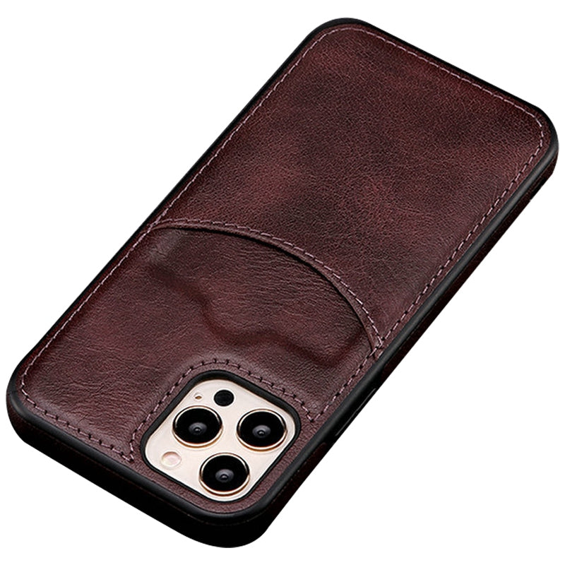 For iPhone 13 Pro 6.1 inch PU Leather+TPU Shockproof Phone Cover Business Style Card Slot Phone Shell