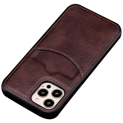 For iPhone 13 Pro 6.1 inch PU Leather+TPU Shockproof Phone Cover Business Style Card Slot Phone Shell