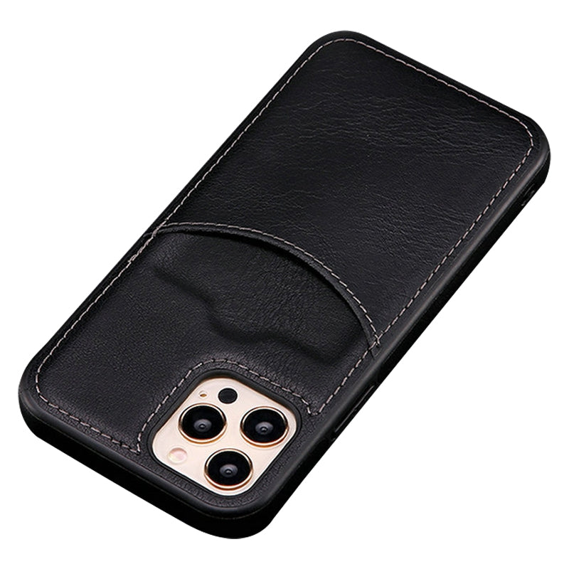 For iPhone 13 Pro 6.1 inch PU Leather+TPU Shockproof Phone Cover Business Style Card Slot Phone Shell