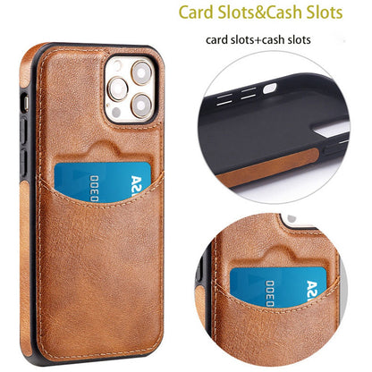 For iPhone 13 Pro 6.1 inch PU Leather+TPU Shockproof Phone Cover Business Style Card Slot Phone Shell