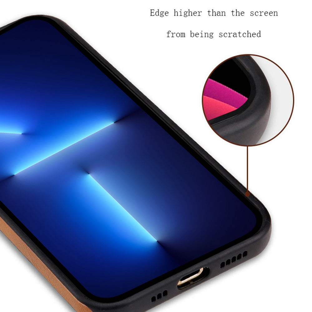For iPhone 13 Pro 6.1 inch PU Leather+TPU Shockproof Phone Cover Business Style Card Slot Phone Shell
