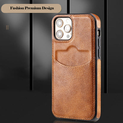 For iPhone 13 Pro 6.1 inch PU Leather+TPU Shockproof Phone Cover Business Style Card Slot Phone Shell